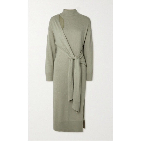 Jonathan Simkhai Hope Wrap Knit Sweater Midi Dress CutOut Mock Neck Sz S Revolve - Picture 3 of 6